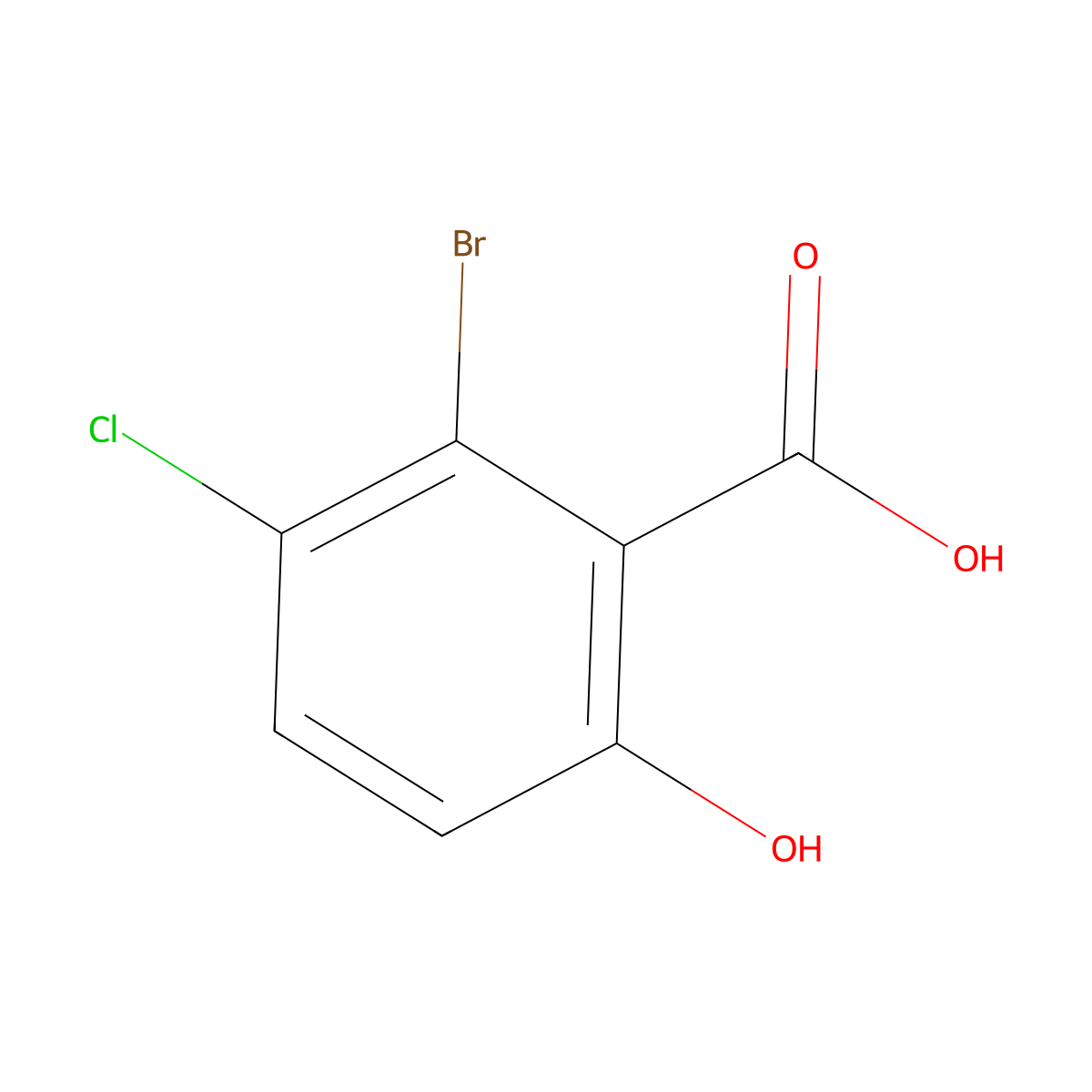 2-Bromo-3-chloro-6-hydroxybenzoic acid molecular structure, CAS 1934463-24-7