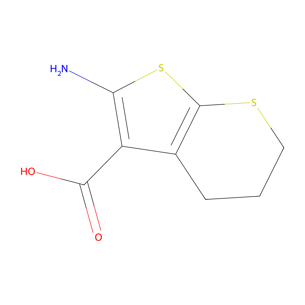 2-amino-4H,5H,6H-thieno[2,3-b]thiopyran-3-carboxylic acid molecular structure, CAS 1934470-29-7