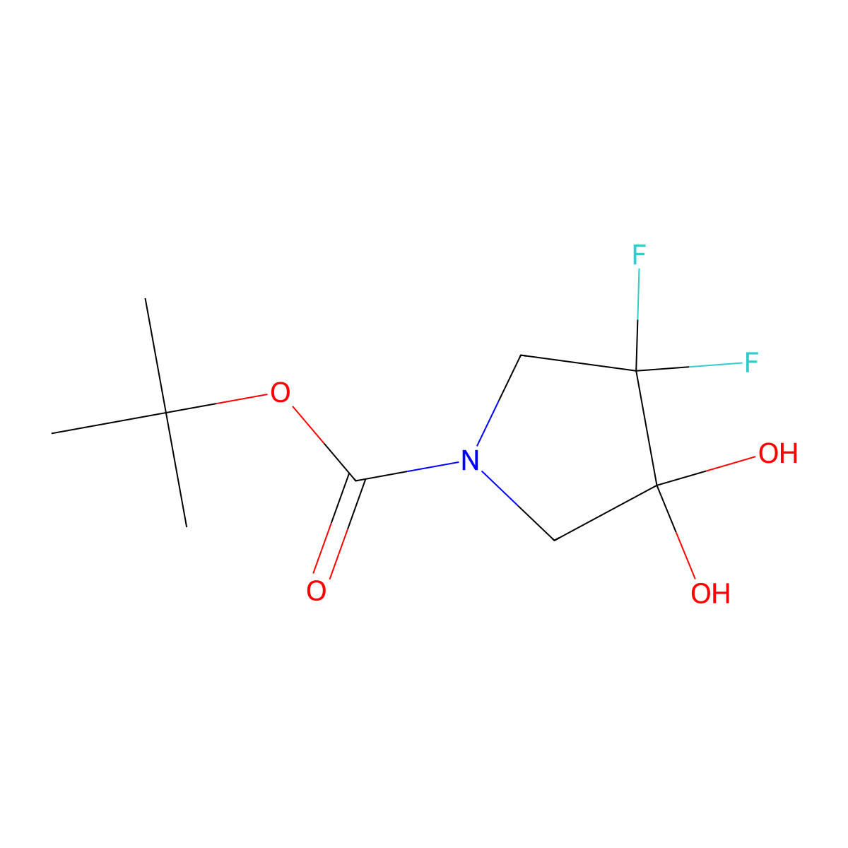 tert-Butyl 3,3-difluoro-4,4-dihydroxypyrrolidine-1-carboxylate molecular structure, CAS 1934471-94-9