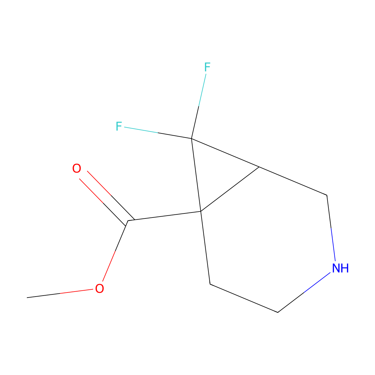 Methyl 7,7-difluoro-3-azabicyclo[4.1.0]heptane-6-carboxylate molecular structure, CAS 1934475-86-1