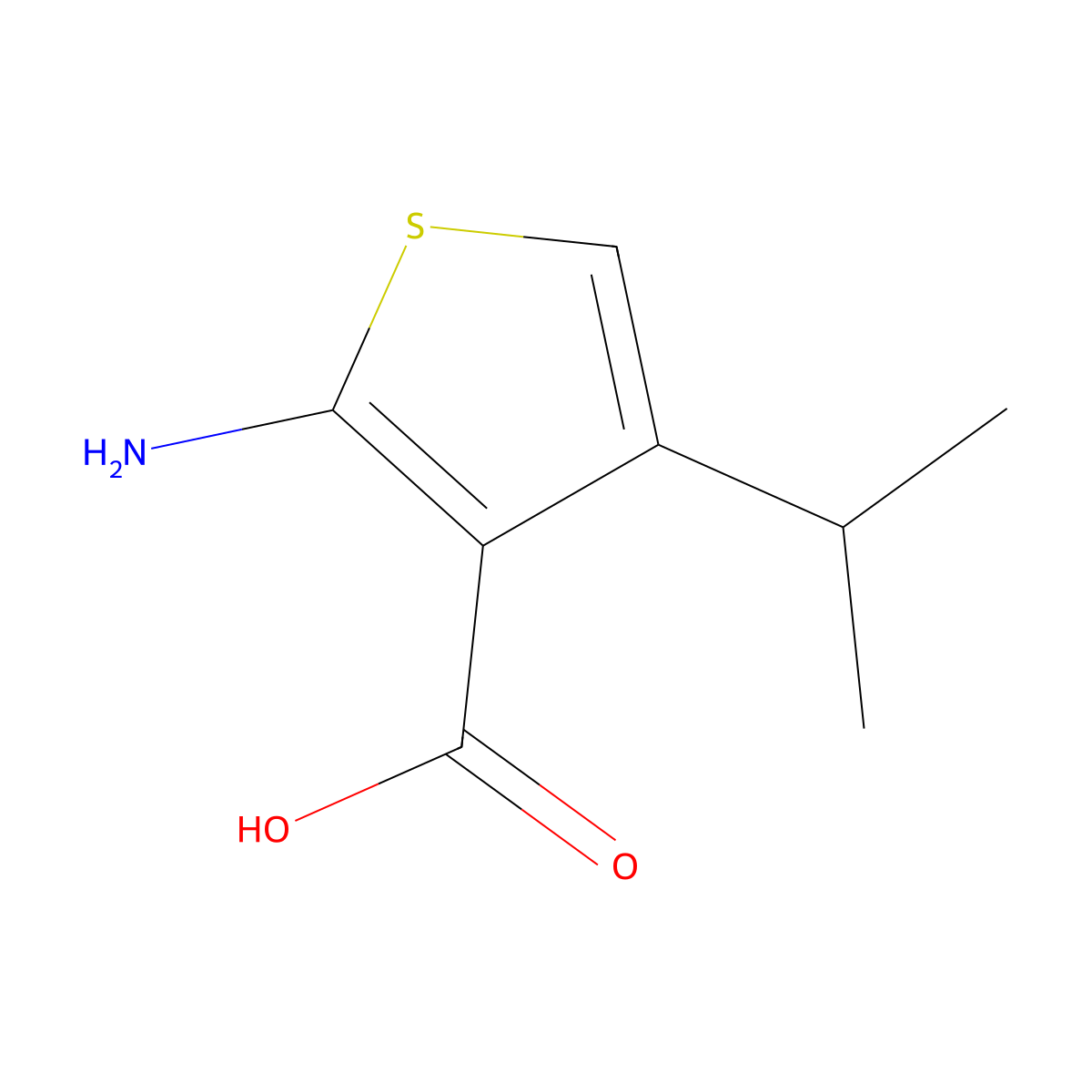 2-Amino-4-(propan-2-yl)thiophene-3-carboxylic acid molecular structure, CAS 1934478-74-6