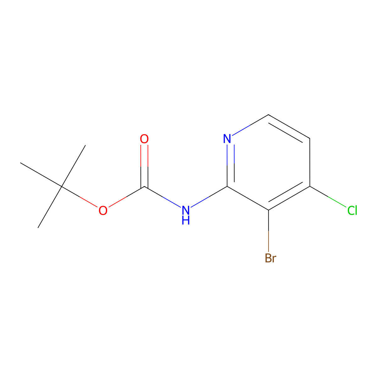 tert-butyl N-(3-bromo-4-chloropyridin-2-yl)carbamate molecular structure, CAS 1934509-95-1