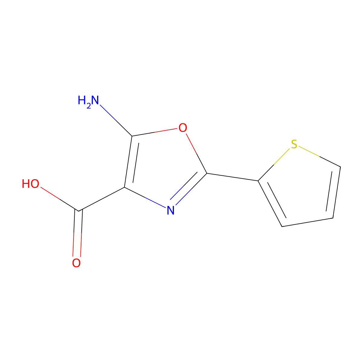 5-Amino-2-(thiophen-2-yl)-1,3-oxazole-4-carboxylic acid molecular structure, CAS 1934514-71-2