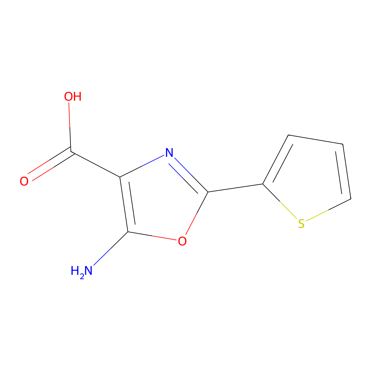 5-Amino-2-(thiophen-2-yl)-1,3-oxazole-4-carboxylic acid molecular structure, CAS 1934514-71-2
