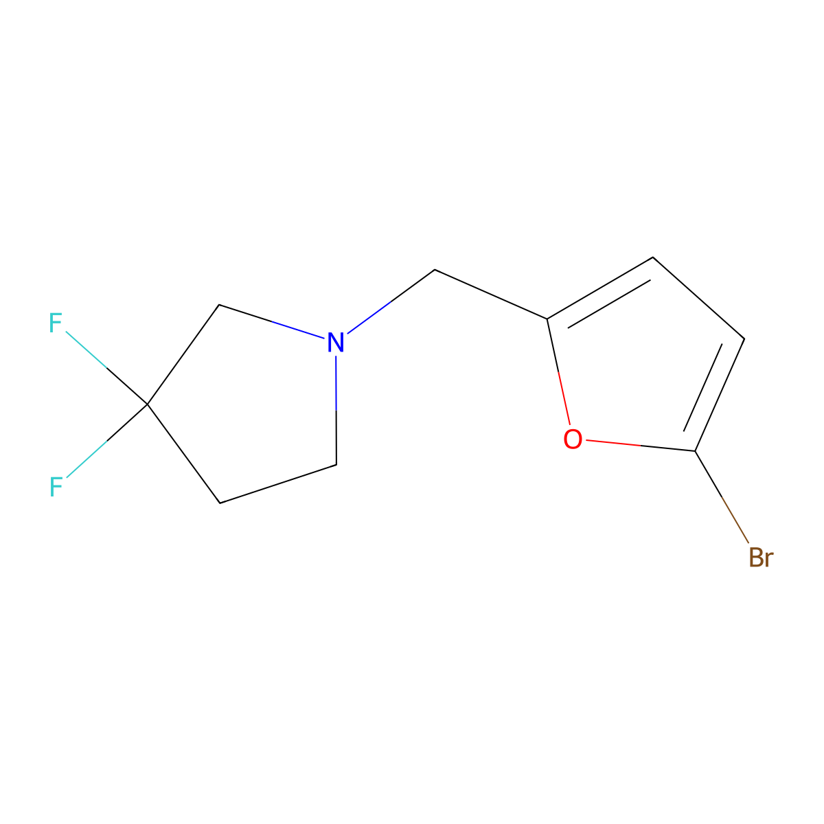 1-[(5-Bromofuran-2-yl)methyl]-3,3-difluoropyrrolidine molecular structure, CAS 1934517-99-3