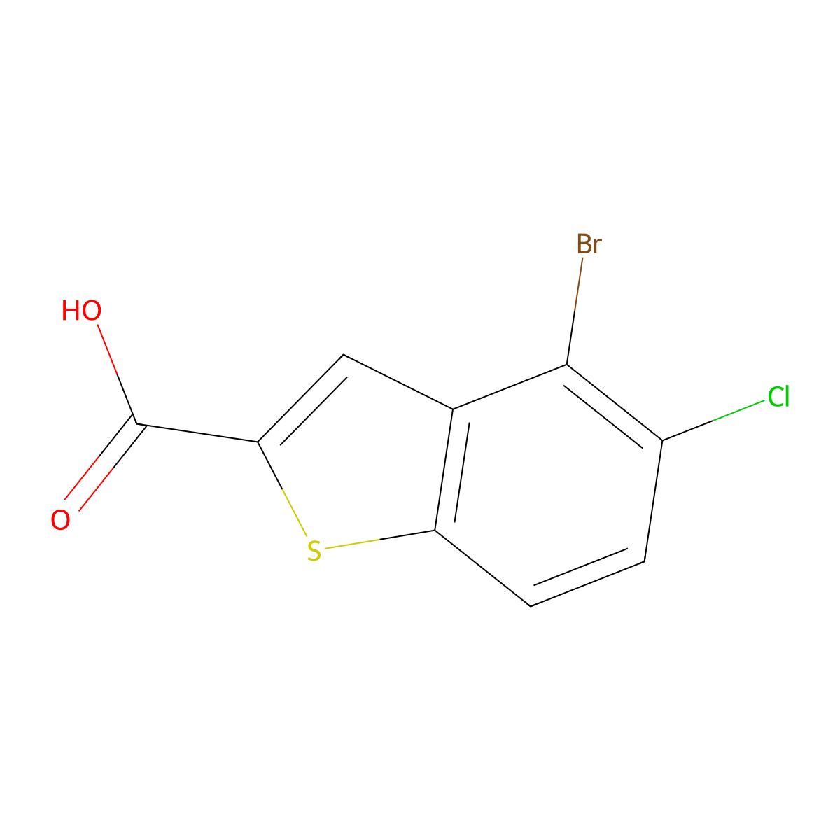 4-Bromo-5-chloro-1-benzothiophene-2-carboxylic acid molecular structure, CAS 1934530-17-2