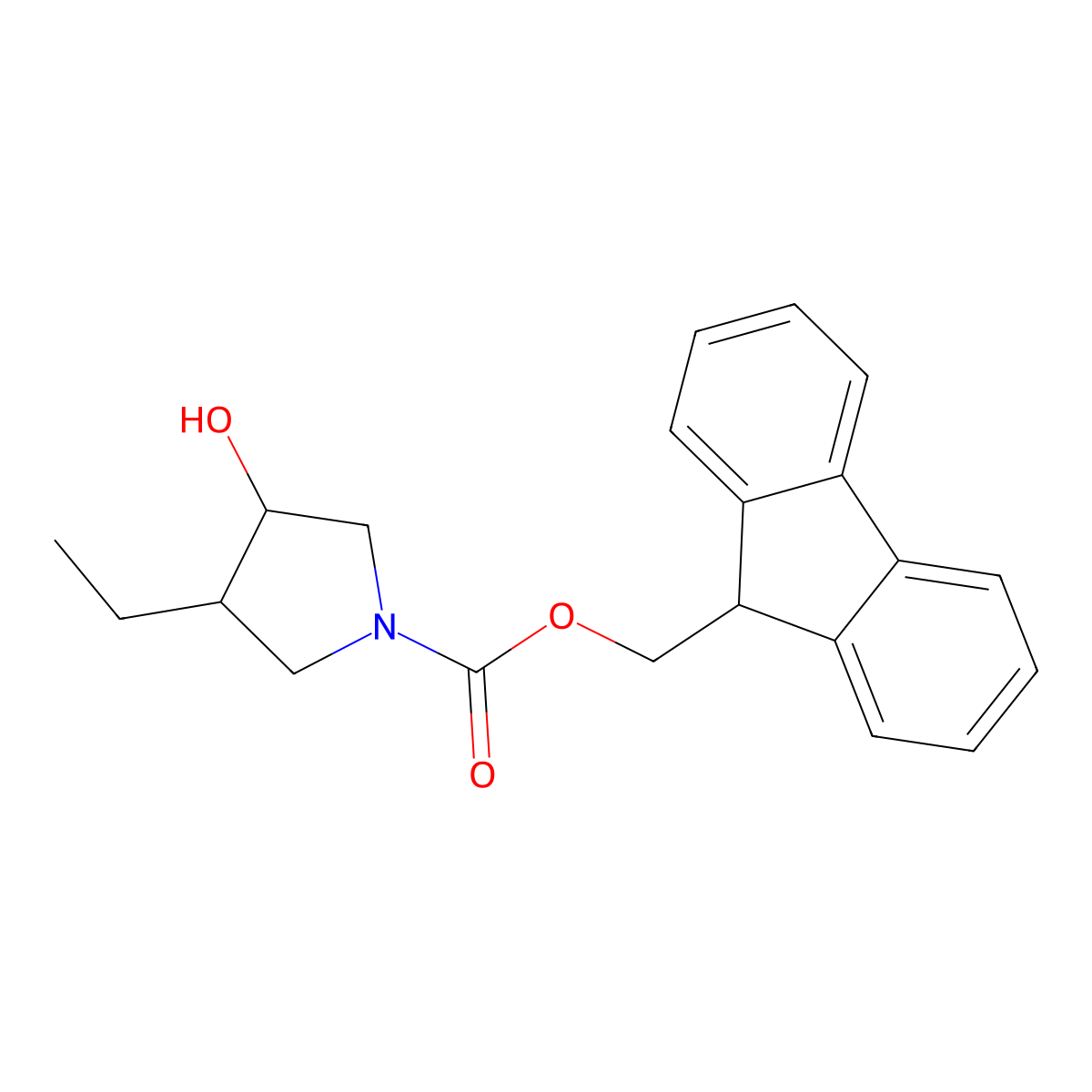 (9H-fluoren-9-yl)methyl 3-ethyl-4-hydroxypyrrolidine-1-carboxylate molecular structure, CAS 1934534-95-8