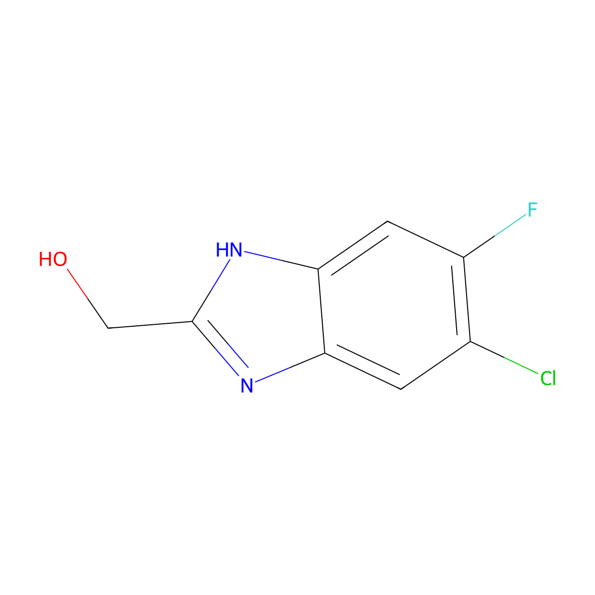 (6-Chloro-5-fluoro-1H-benzo[d]imidazol-2-yl)methanol molecular structure, CAS 1934542-30-9