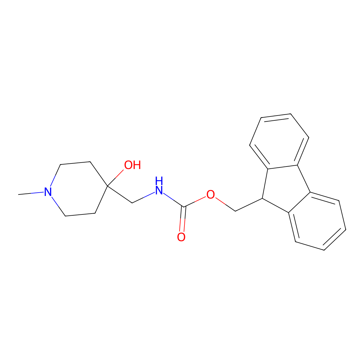 (9H-fluoren-9-yl)methyl N-[(4-hydroxy-1-methylpiperidin-4-yl)methyl]carbamate molecular structure, CAS 1934542-67-2