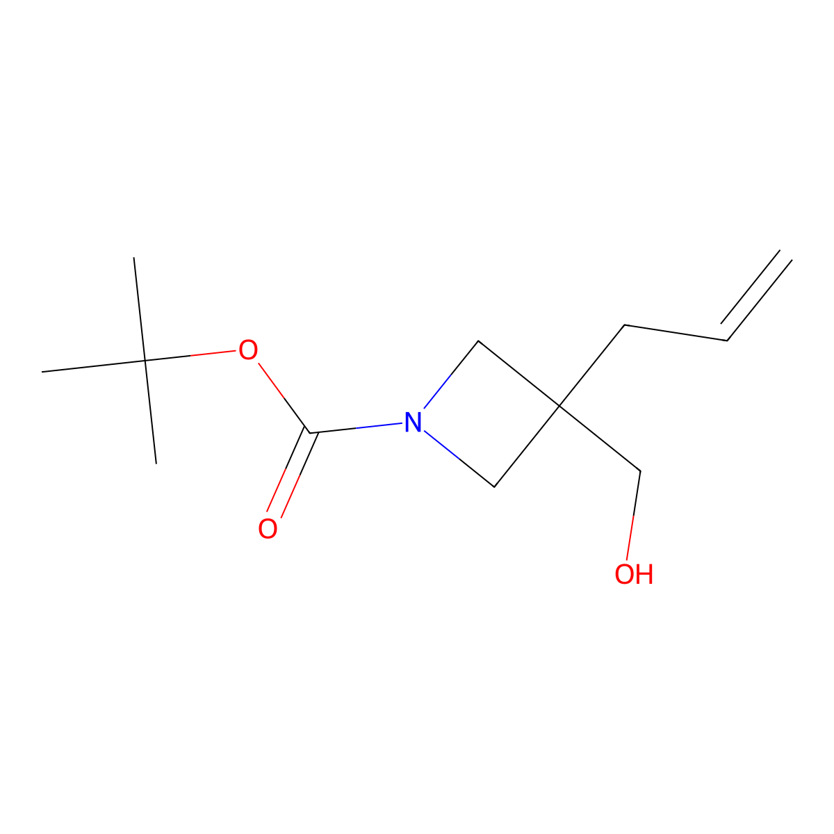 Tert-butyl 3-(hydroxymethyl)-3-(prop-2-en-1-yl)azetidine-1-carboxylate molecular structure, CAS 1934542-93-4