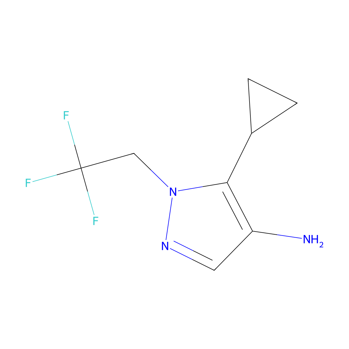 5-cyclopropyl-1-(2,2,2-trifluoroethyl)-1H-pyrazol-4-amine molecular structure, CAS 1934569-31-9