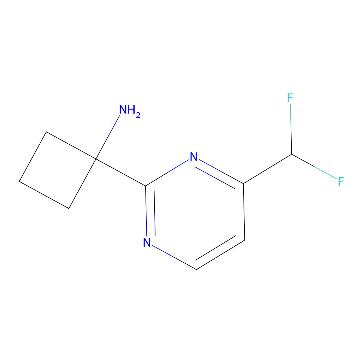 1-[4-(Difluoromethyl)pyrimidin-2-yl]cyclobutan-1-amine molecular structure, CAS 1934574-85-2