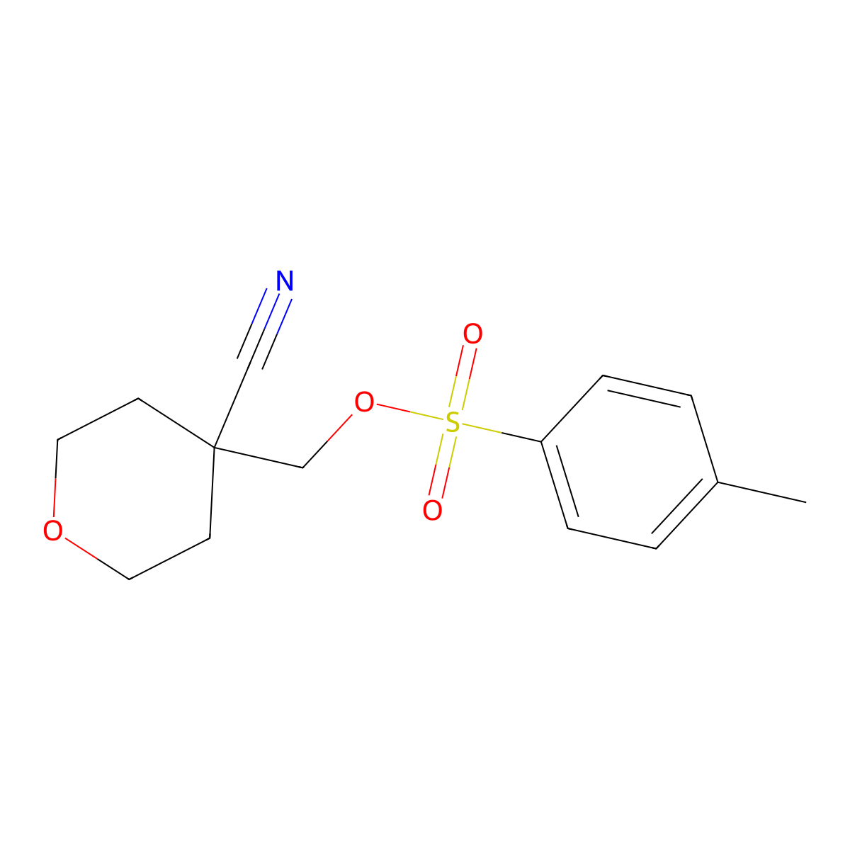 (4-Cyanotetrahydro-2H-pyran-4-yl)methyl 4-methylbenzenesulfonate molecular structure, CAS 1934583-18-2