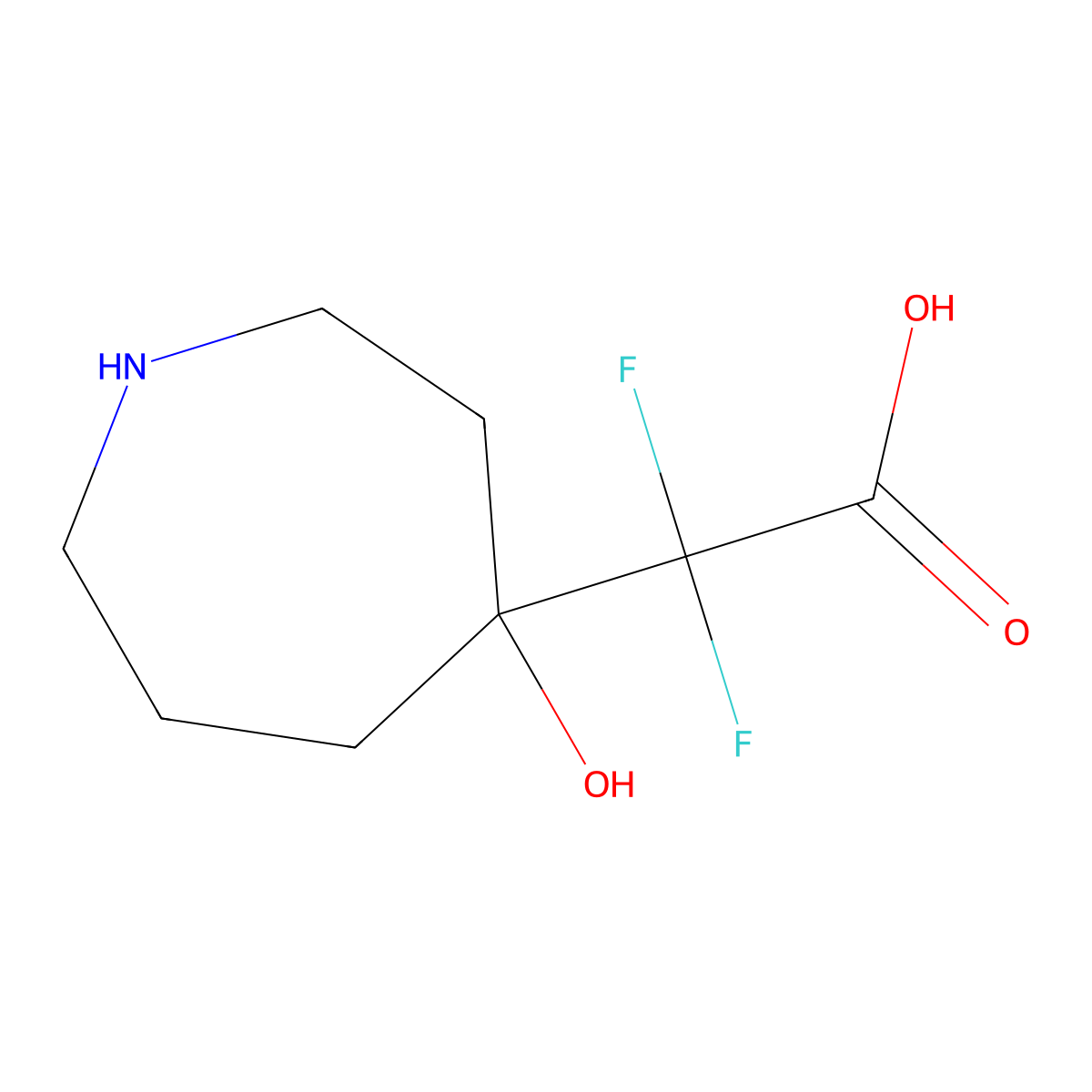 2,2-Difluoro-2-(4-hydroxyazepan-4-yl)acetic acid molecular structure, CAS 1934583-36-4