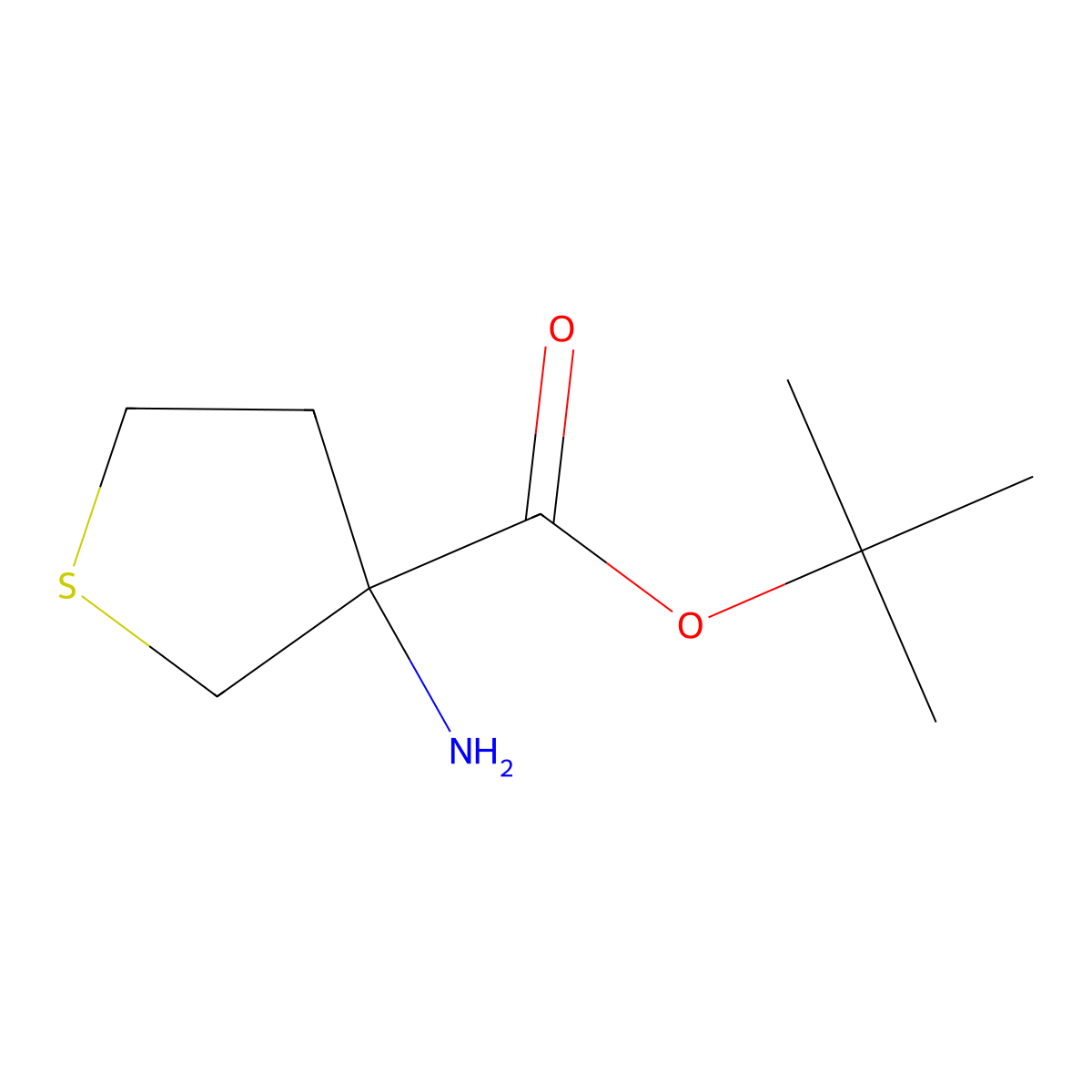 Tert-butyl 3-aminothiolane-3-carboxylate molecular structure, CAS 1934583-84-2