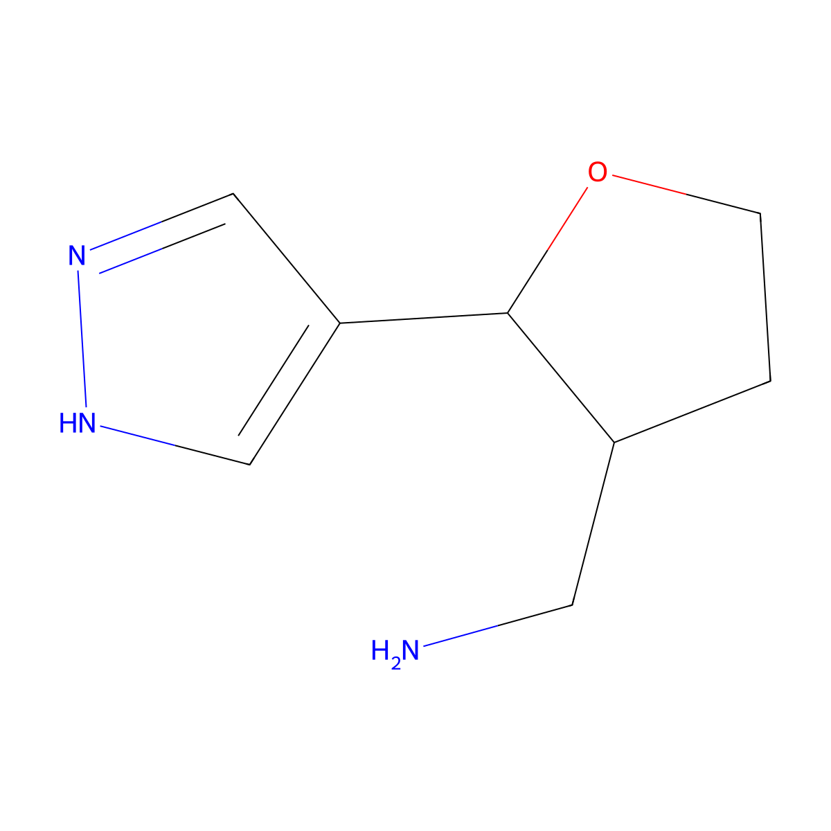 [2-(1H-pyrazol-4-yl)oxolan-3-yl]methanamine molecular structure, CAS 1934588-50-7