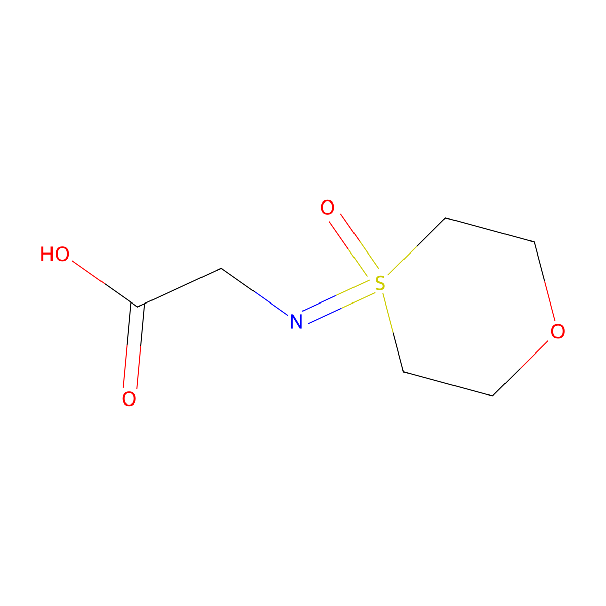 2-((4-Oxido-1,4l6-oxathian-4-ylidene)amino)acetic acid molecular structure, CAS 1934591-72-6