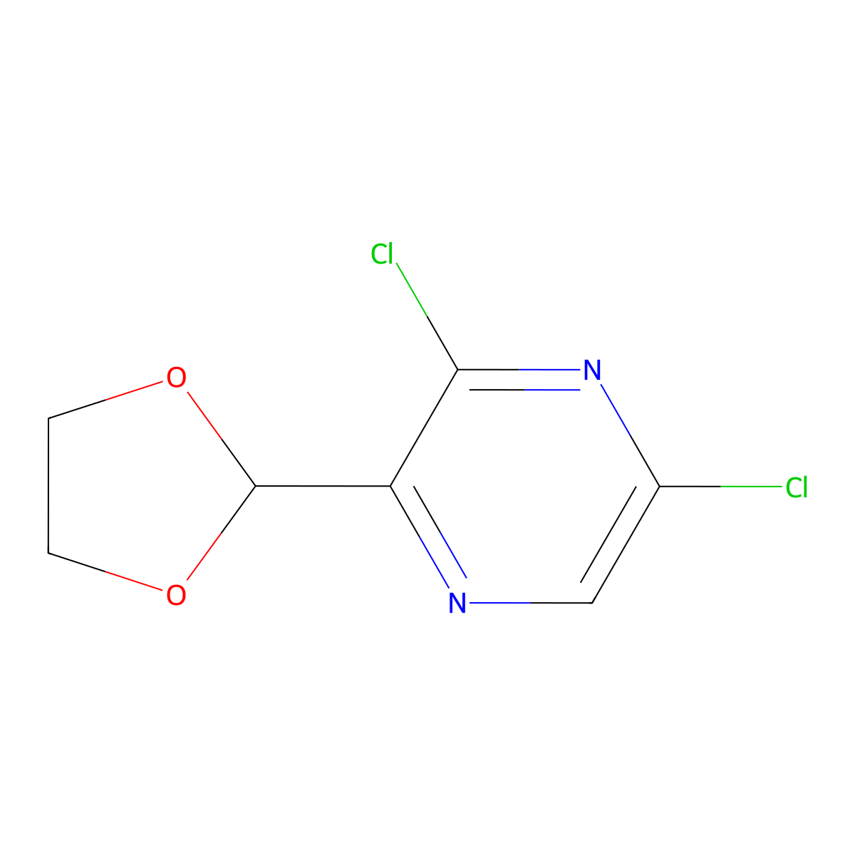 3,5-Dichloro-2-(1,3-dioxolan-2-yl)pyrazine molecular structure, CAS 1934593-51-7
