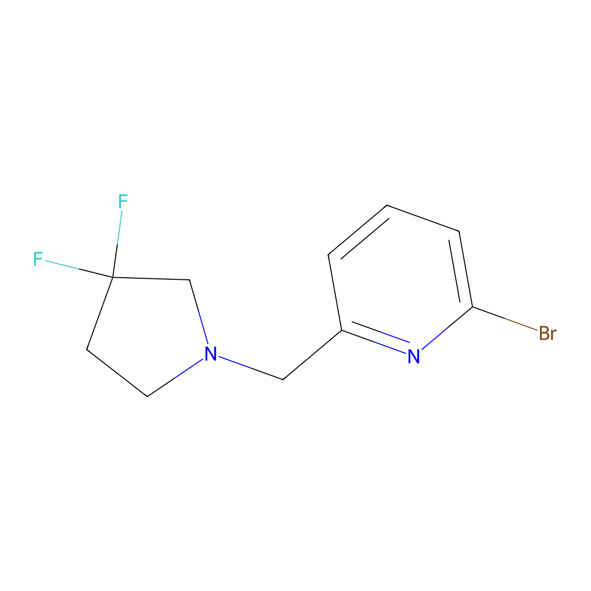 2-Bromo-6-[(3,3-difluoropyrrolidin-1-yl)methyl]pyridine molecular structure, CAS 1934596-70-9