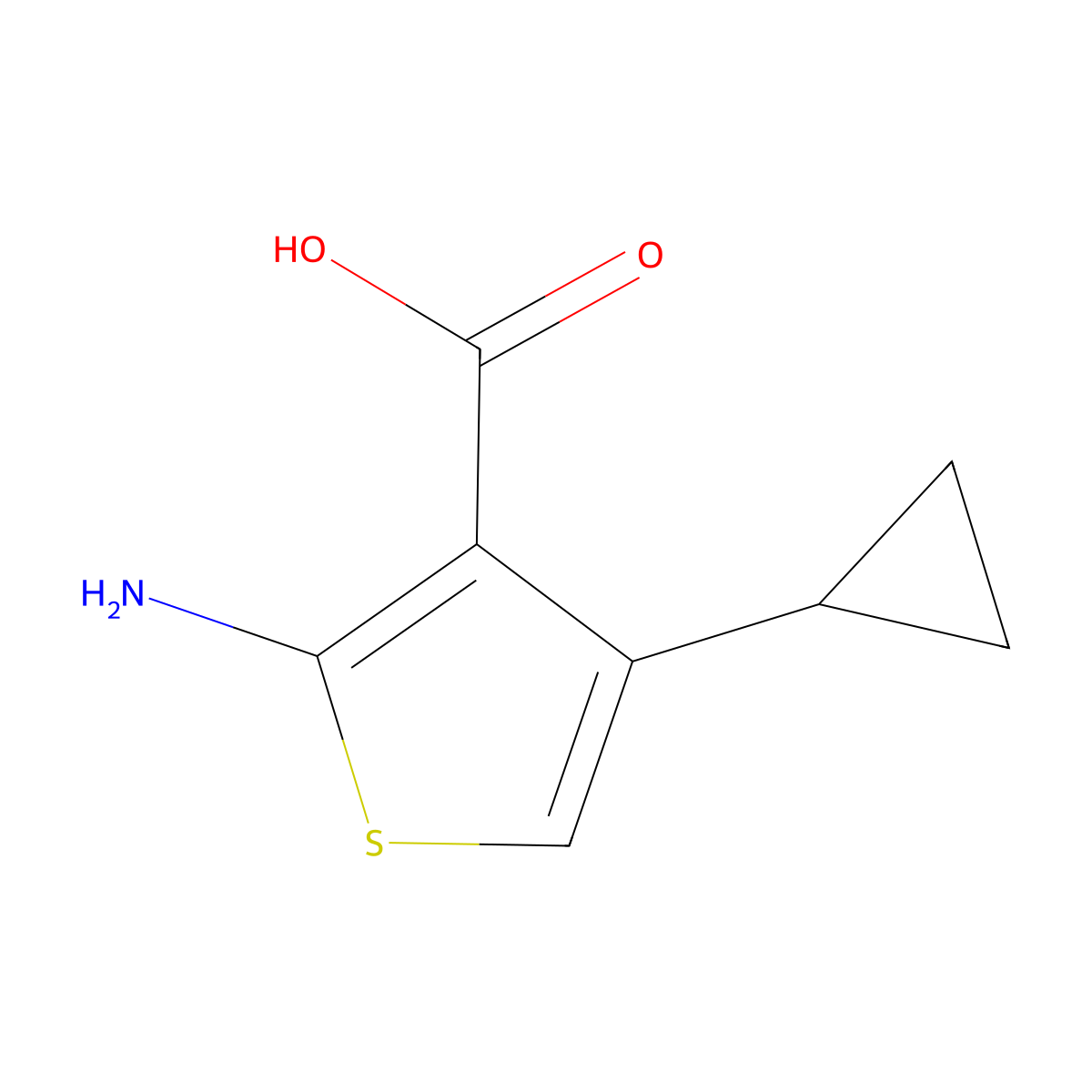 2-Amino-4-cyclopropylthiophene-3-carboxylic acid molecular structure, CAS 1934610-88-4