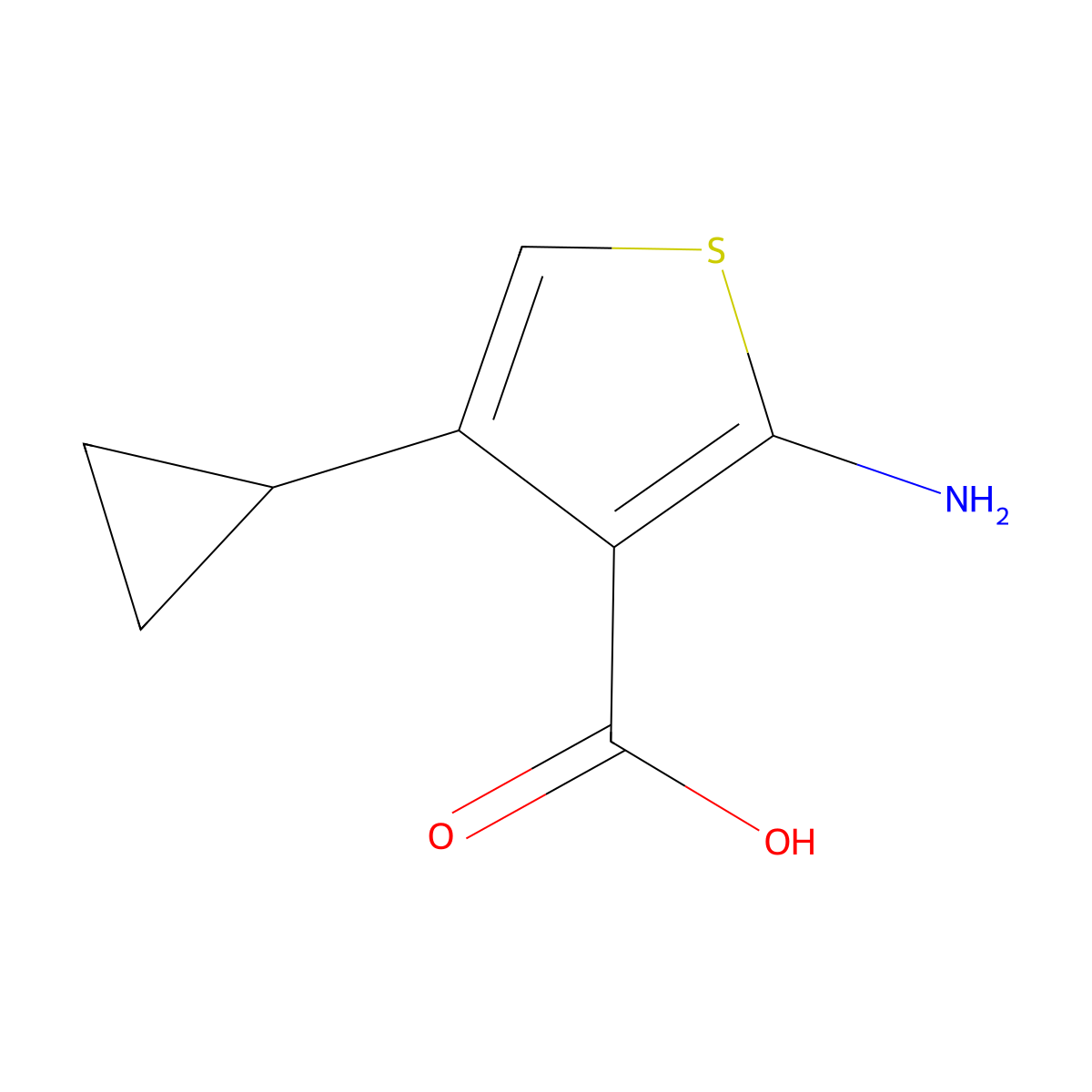 2-Amino-4-cyclopropylthiophene-3-carboxylic acid molecular structure, CAS 1934610-88-4