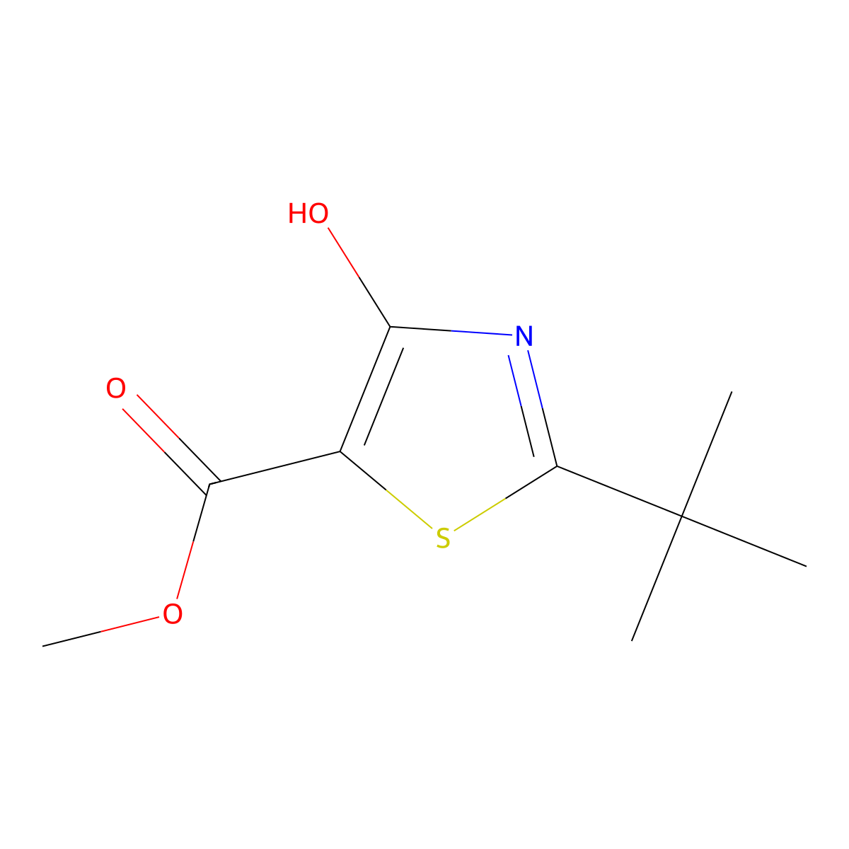 2-tert-Butyl-4-hydroxy-thiazole-5-carboxylic acid methyl ester molecular structure, CAS 1934612-78-8