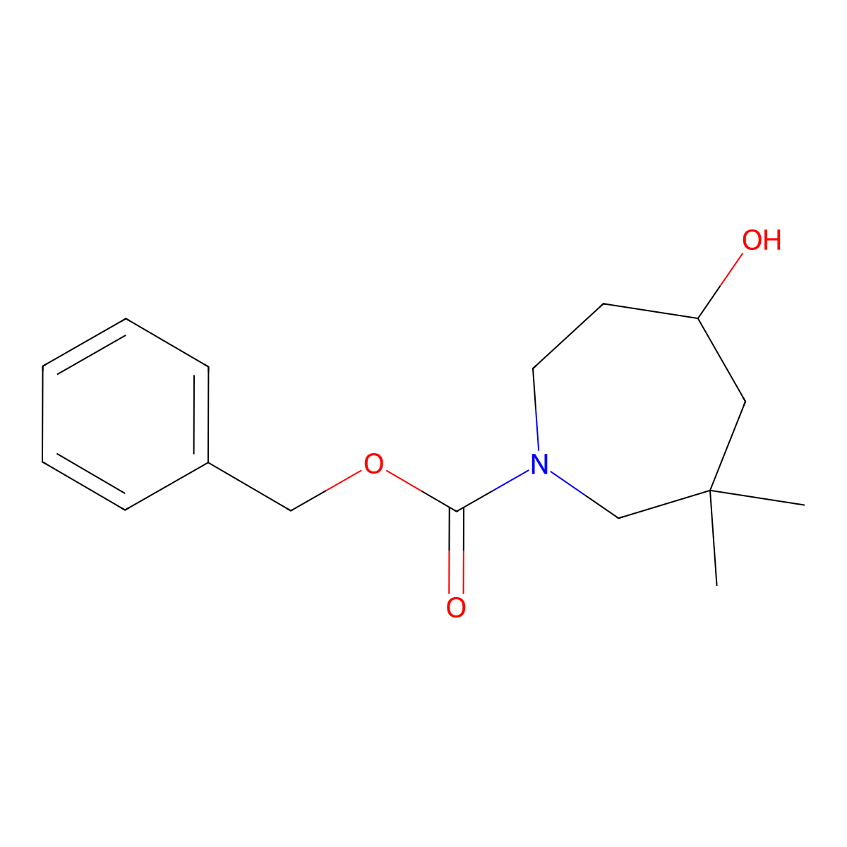 Benzyl 5-hydroxy-3,3-dimethylazepane-1-carboxylate molecular structure, CAS 1934615-61-8