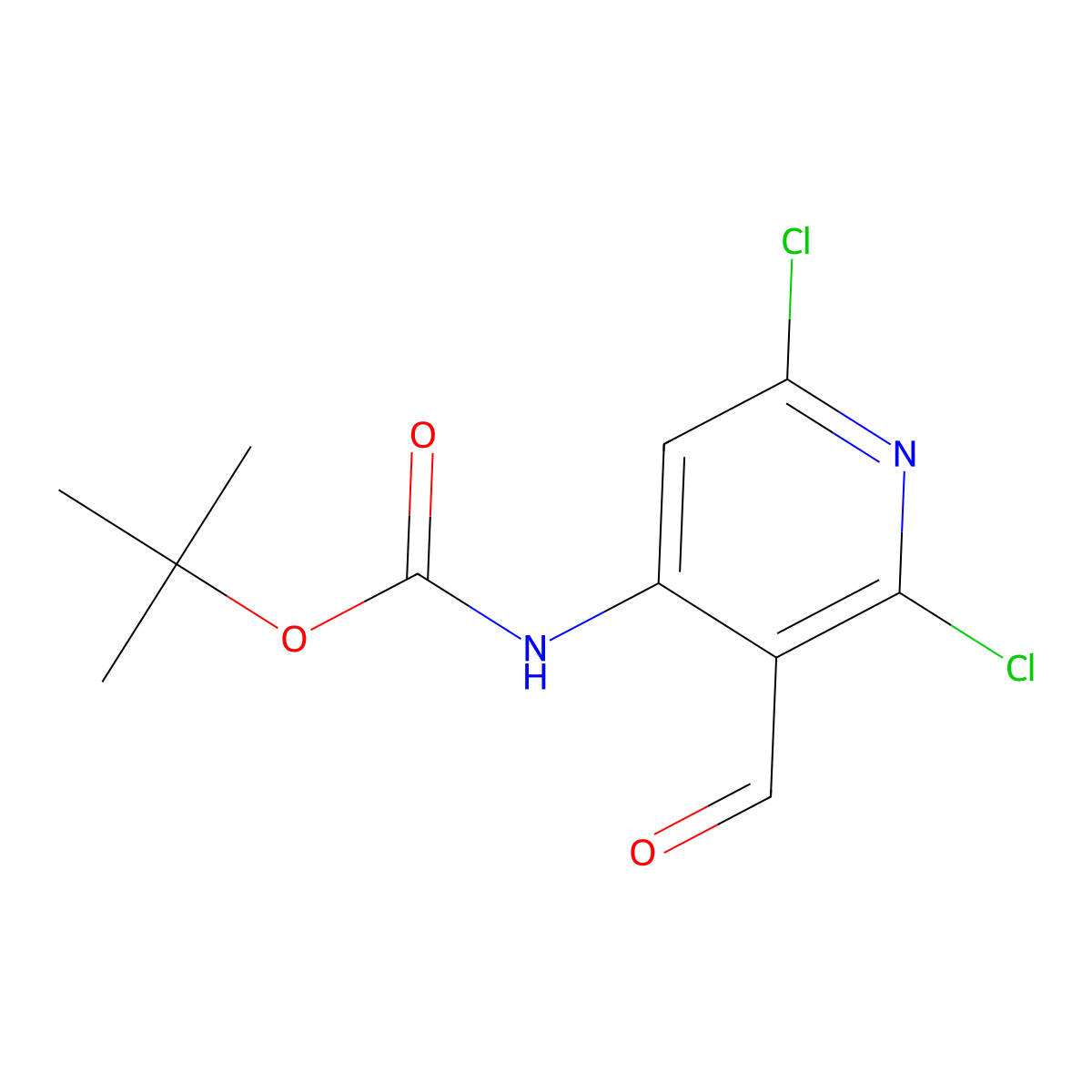 tert-Butyl (2,6-dichloro-3-formylpyridin-4-yl)carbamate molecular structure, CAS 1934637-08-7