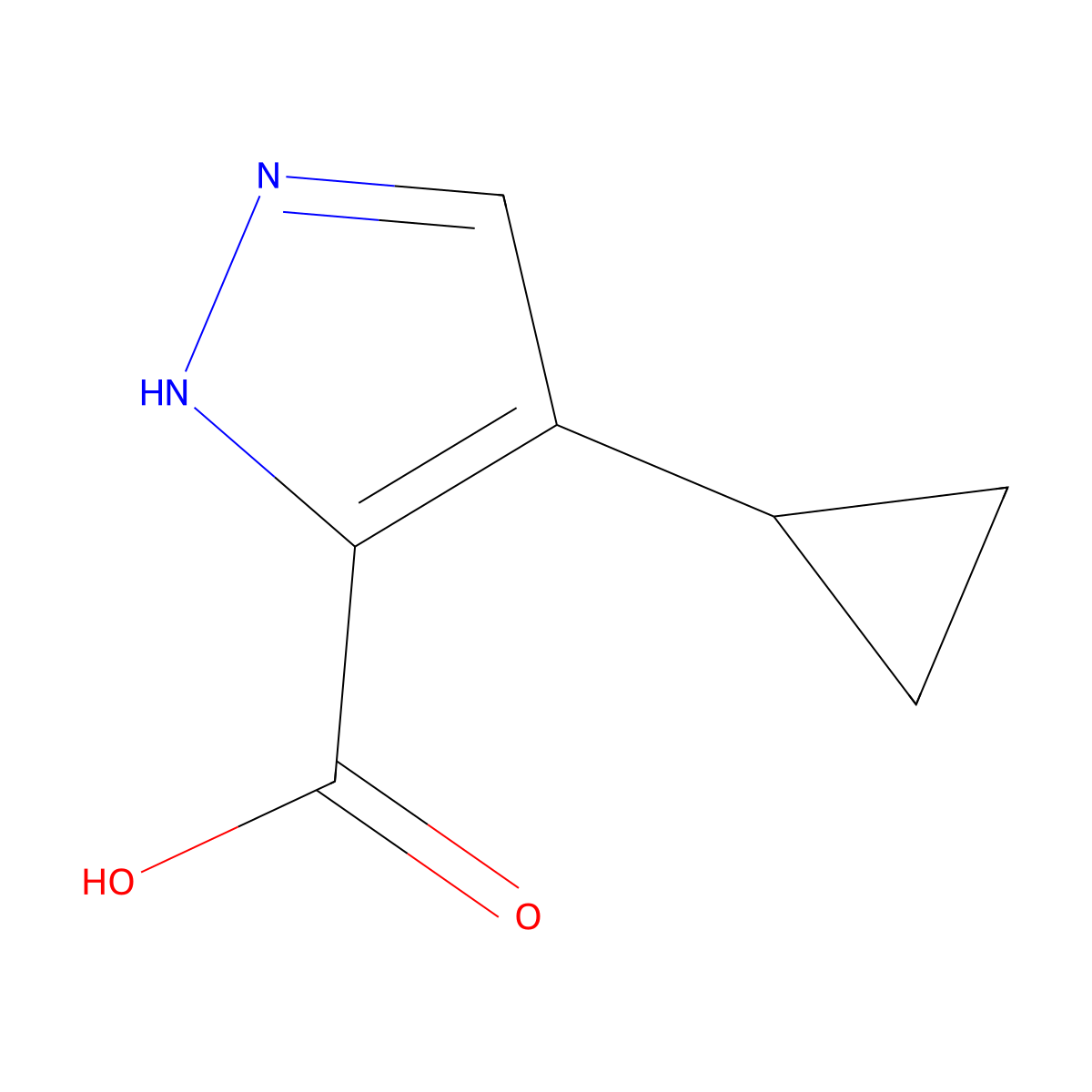 4-cyclopropyl-1H-pyrazole-5-carboxylic acid molecular structure, CAS 1934645-70-1