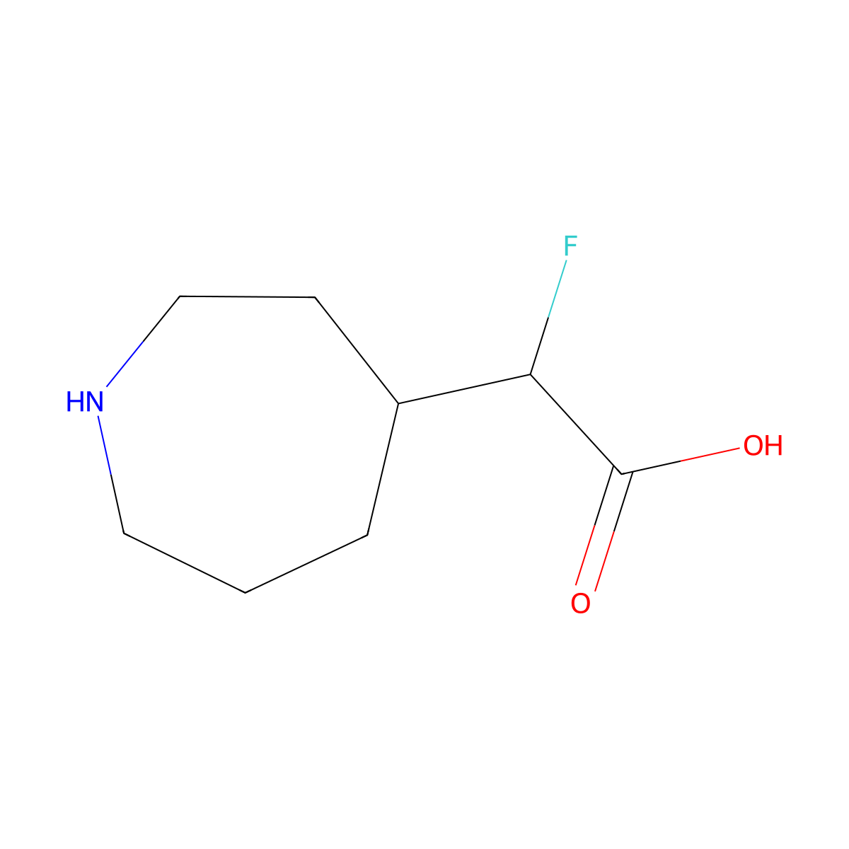 2-(Azepan-4-yl)-2-fluoroacetic acid molecular structure, CAS 1934653-86-7