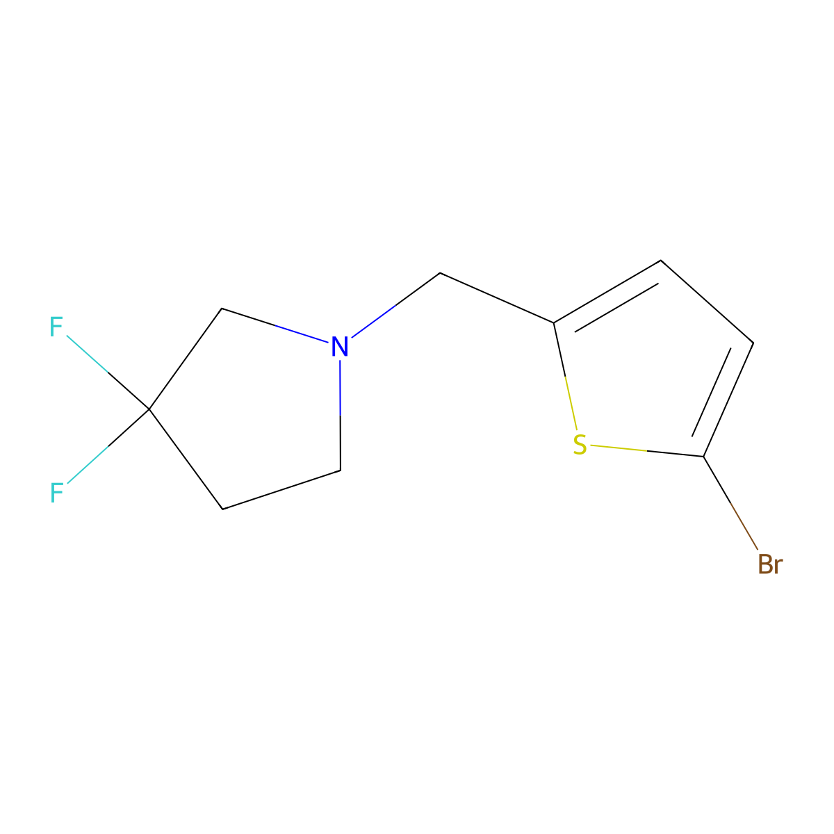 1-(5-Bromo-thiophen-2-ylmethyl)-3,3-difluoro-pyrrolidine molecular structure, CAS 1934654-97-3