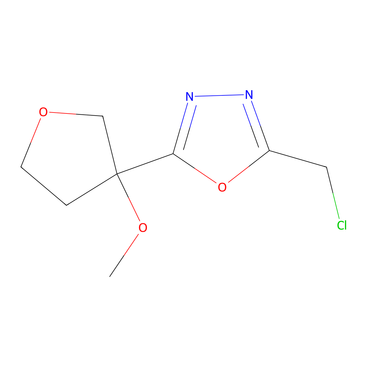 2-(Chloromethyl)-5-(3-methoxyoxolan-3-yl)-1,3,4-oxadiazole molecular structure, CAS 1934656-91-3