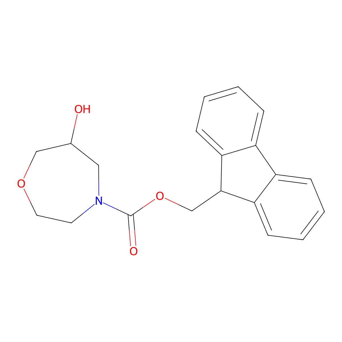 (9H-fluoren-9-yl)methyl 6-hydroxy-1,4-oxazepane-4-carboxylate molecular structure, CAS 1934672-00-0