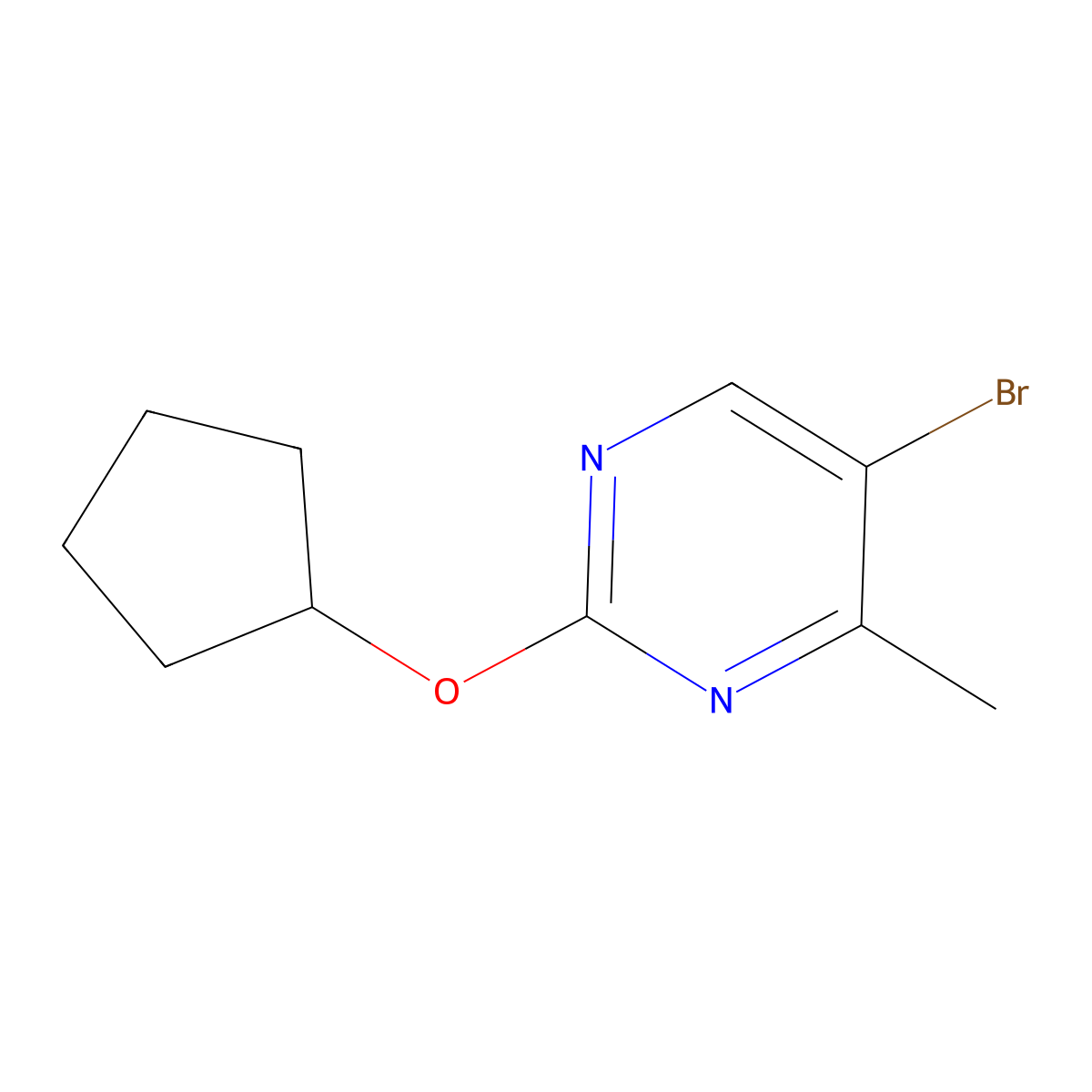 5-Bromo-2-(cyclopentyloxy)-4-methylpyrimidine molecular structure, CAS 1934675-59-8