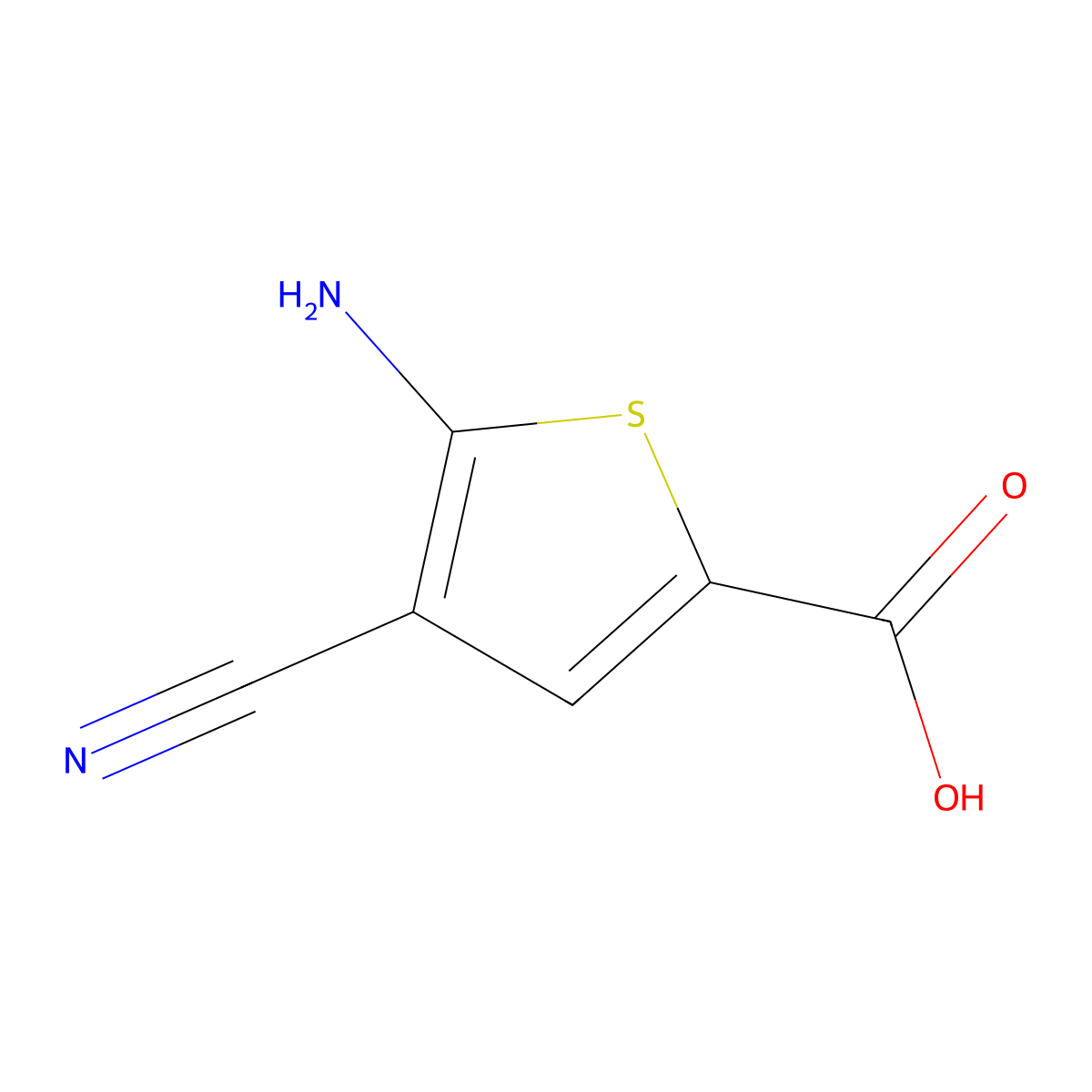 5-Amino-4-cyanothiophene-2-carboxylic acid molecular structure, CAS 1934682-14-0