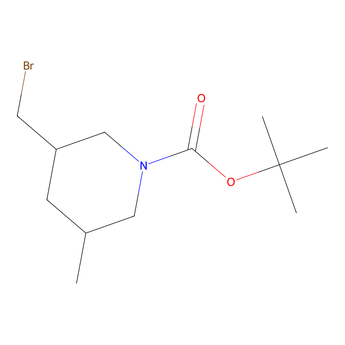 Tert-butyl 3-(bromomethyl)-5-methylpiperidine-1-carboxylate molecular structure, CAS 1934683-34-7