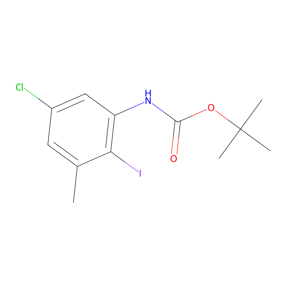 tert-butyl N-(5-chloro-2-iodo-3-methylphenyl)carbamate molecular structure, CAS 1934685-25-2