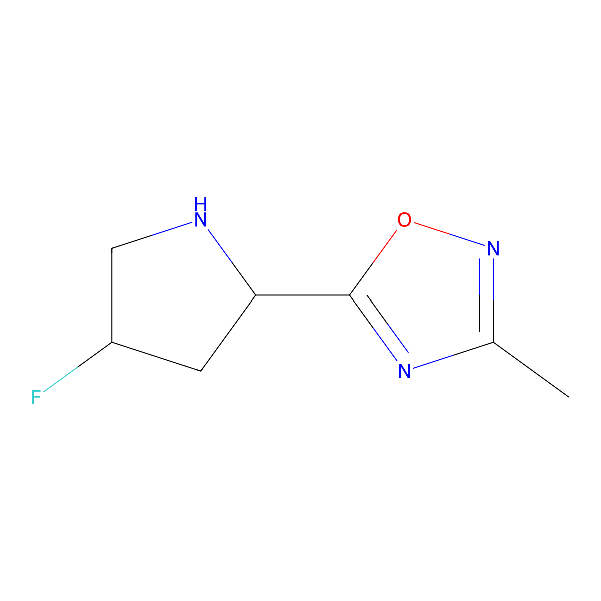 5-(4-Fluoropyrrolidin-2-yl)-3-methyl-1,2,4-oxadiazole molecular structure, CAS 1934689-66-3