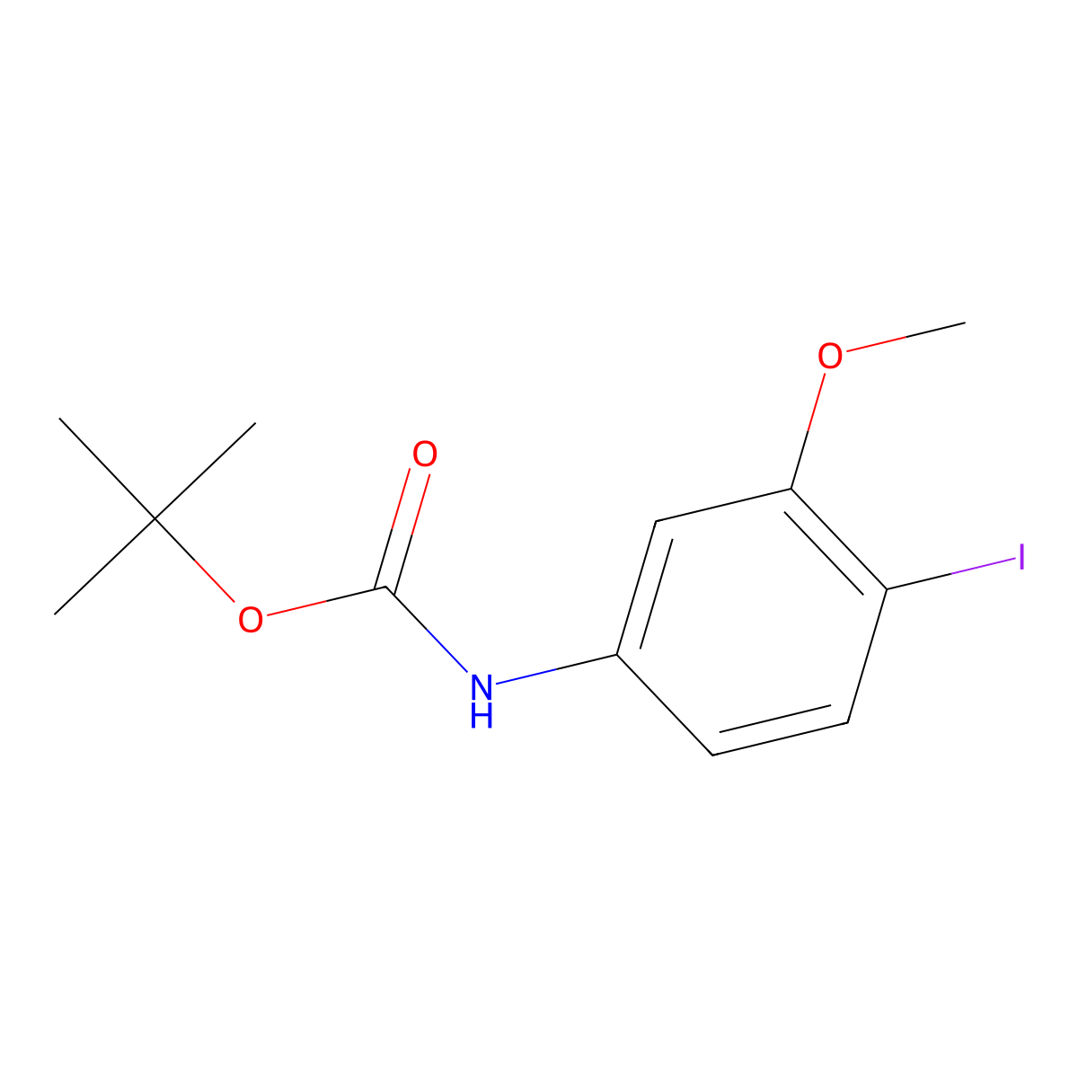 tert-butyl N-(4-iodo-3-methoxyphenyl)carbamate molecular structure, CAS 1934691-63-0