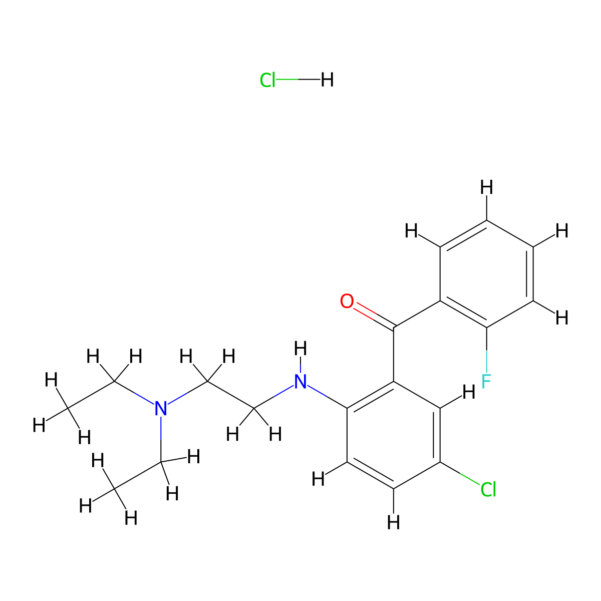 5-Chloro-2-(2-diethylaminoethylamino)-2'-fluorobenzophenone Hydrochloride molecular structure, CAS 19347-55-8