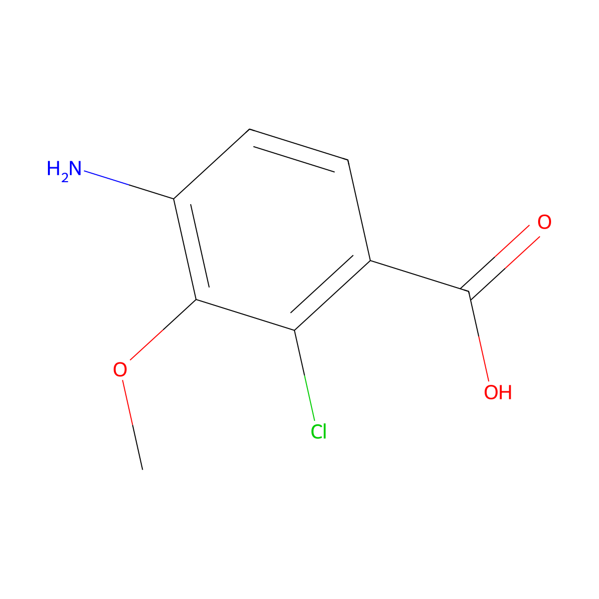 4-Amino-2-chloro-3-methoxybenzoic acid molecular structure, CAS 1934703-79-3
