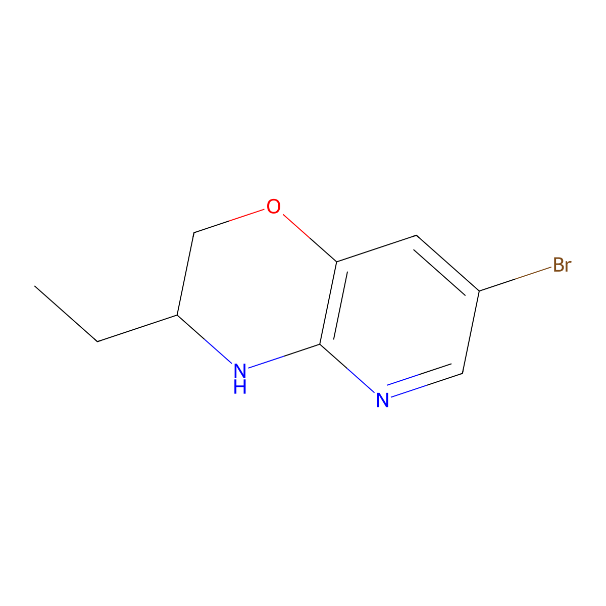 7-Bromo-3-ethyl-3,4-dihydro-2H-pyrido[3,2-b][1,4]oxazine molecular structure, CAS 1934713-34-4