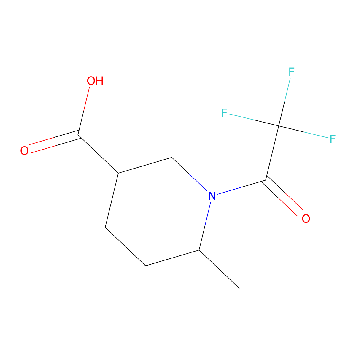 6-Methyl-1-(trifluoroacetyl)piperidine-3-carboxylic acid molecular structure, CAS 1934715-98-6