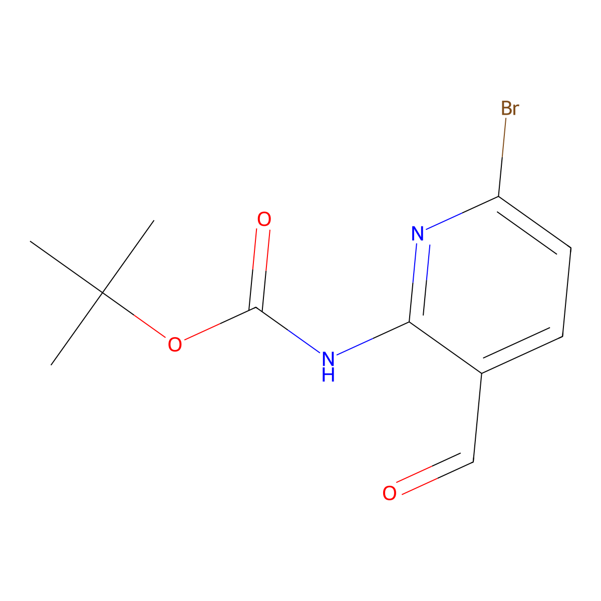 tert-Butyl (6-bromo-3-formylpyridin-2-yl)carbamate molecular structure, CAS 1934720-61-2