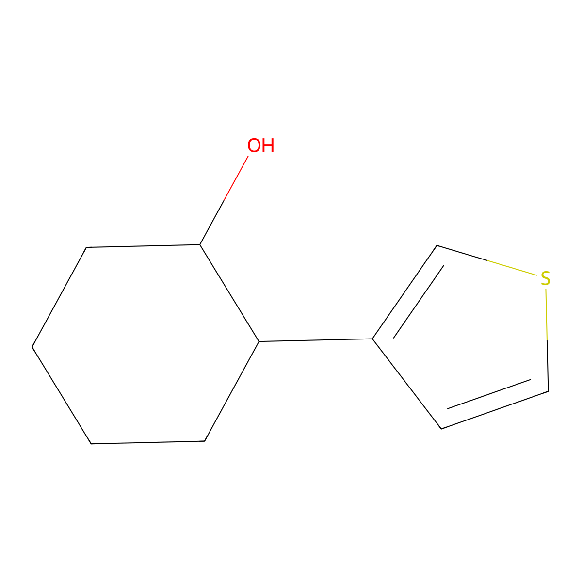 2-(Thiophen-3-yl)cyclohexan-1-ol molecular structure, CAS 1934721-78-4