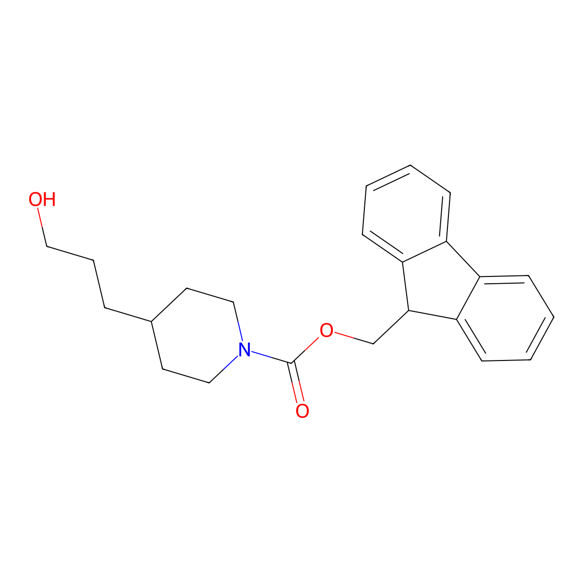 (9H-fluoren-9-yl)methyl 4-(3-hydroxypropyl)piperidine-1-carboxylate molecular structure, CAS 1934754-90-1