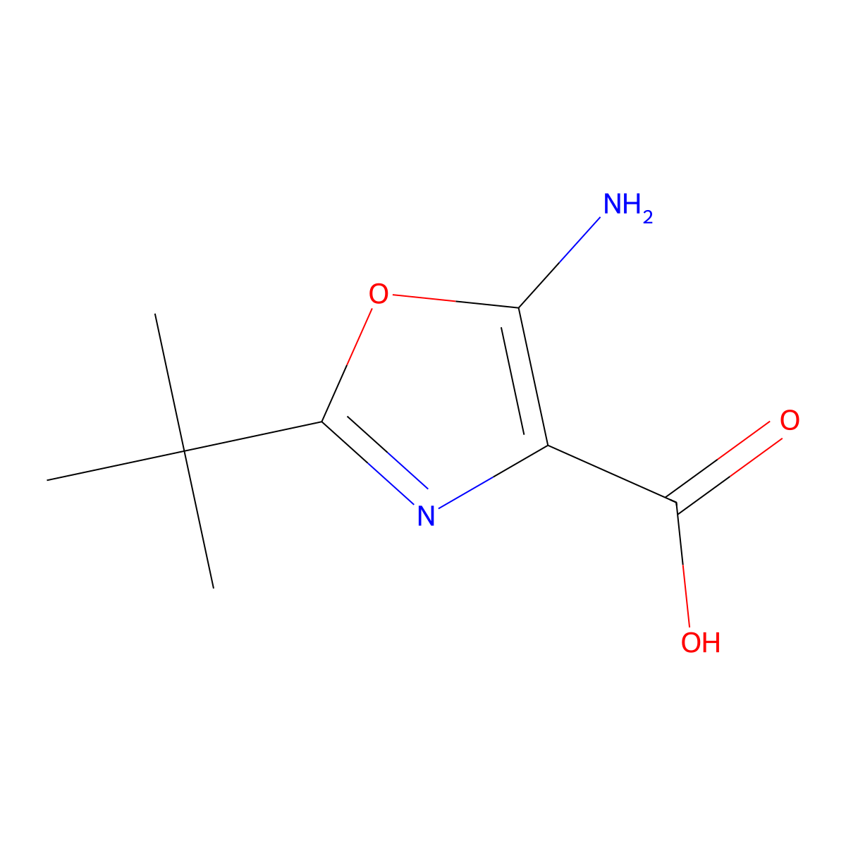 5-Amino-2-tert-butyl-1,3-oxazole-4-carboxylic acid molecular structure, CAS 1934759-79-1