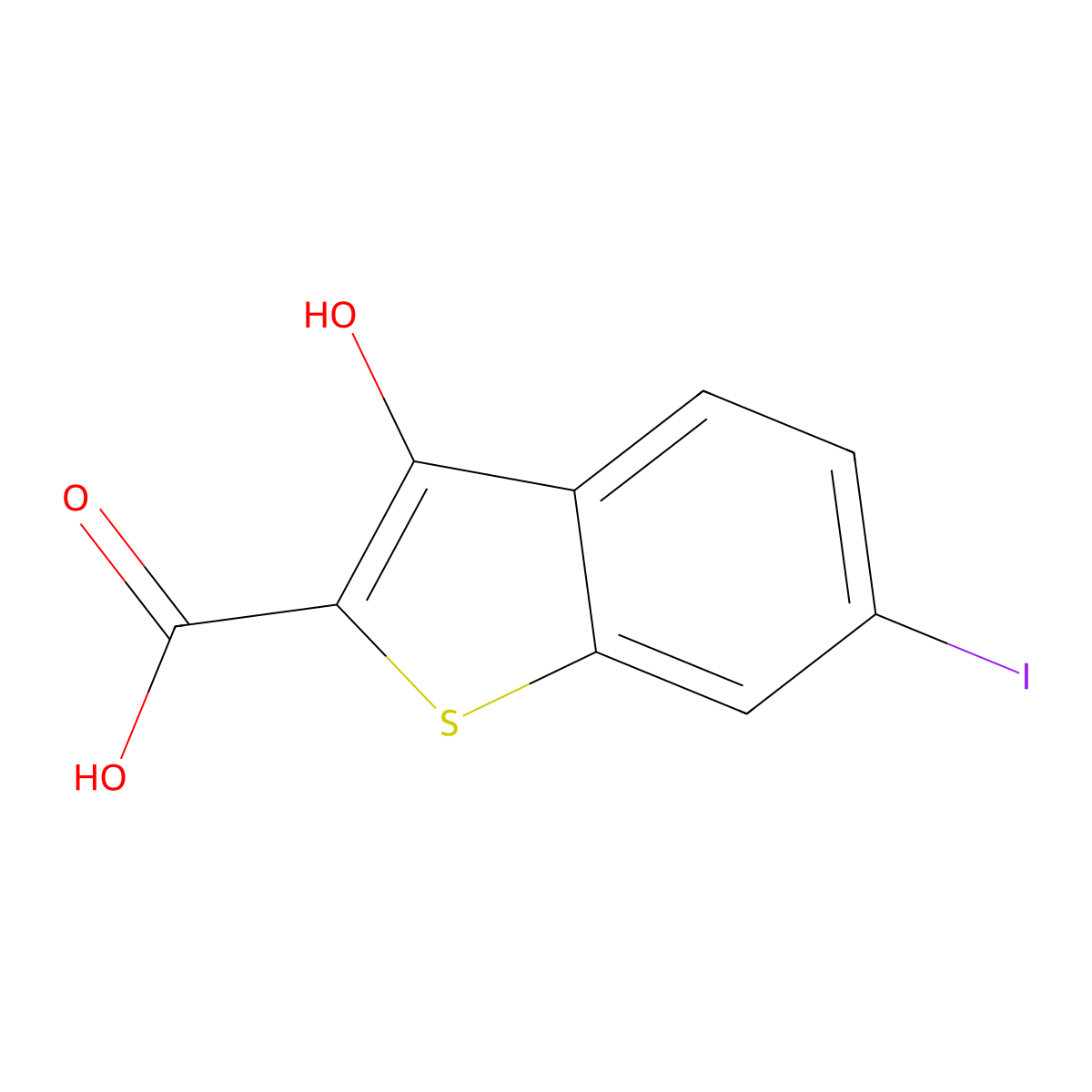 3-Hydroxy-6-iodobenzo[b]thiophene-2-carboxylic acid molecular structure, CAS 1934760-39-0