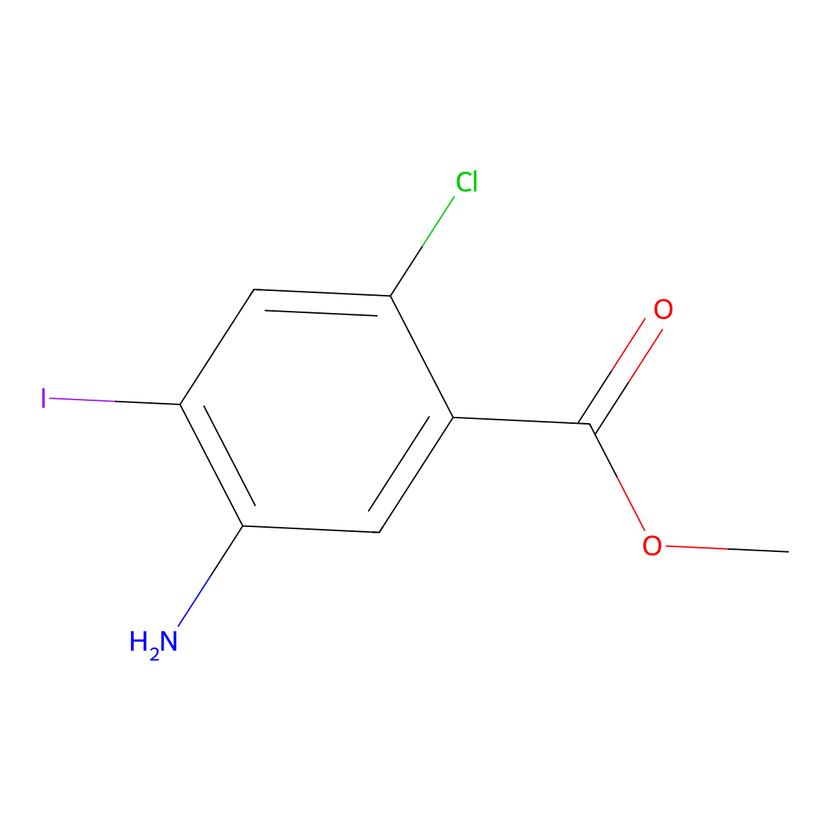 5-Amino-2-chloro-4-iodo-benzoic acid methyl ester molecular structure, CAS 1934764-78-9