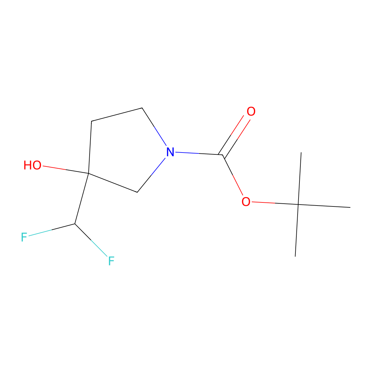 Tert-butyl 3-(difluoromethyl)-3-hydroxypyrrolidine-1-carboxylate molecular structure, CAS 1934767-92-6